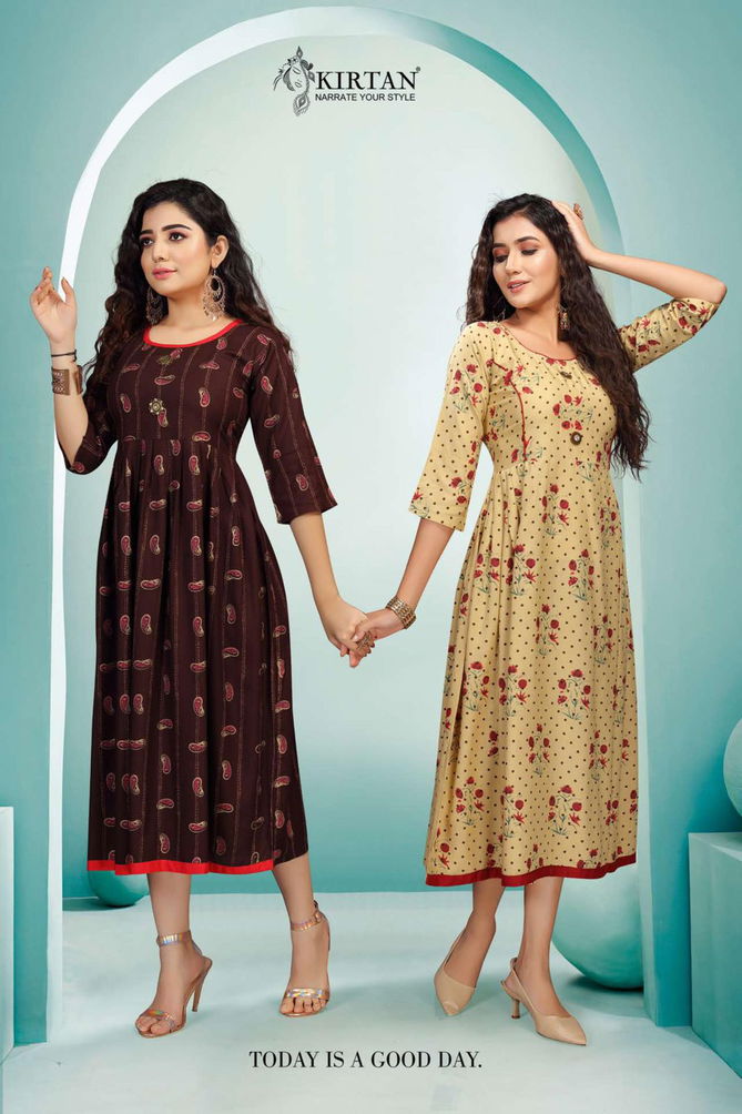 Kirtan Nitya Latest Designer Ethnic Wear Rayon Anarkali Kurti Collection